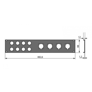 Panneau rackable 2U pour 8 XLR et 4 embases speakon