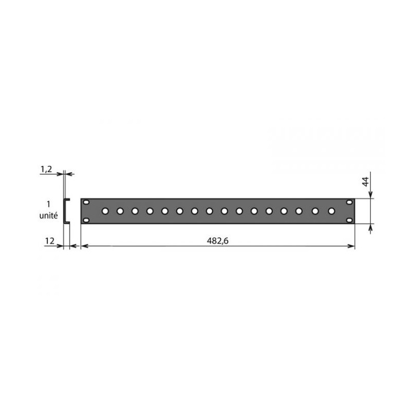 Panneau rackable 1U pour 16 jacks