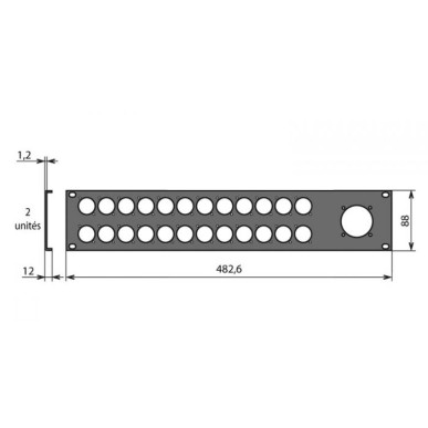 Panneau 19 pouces 2U pour 24 XLR et 1 Socapex