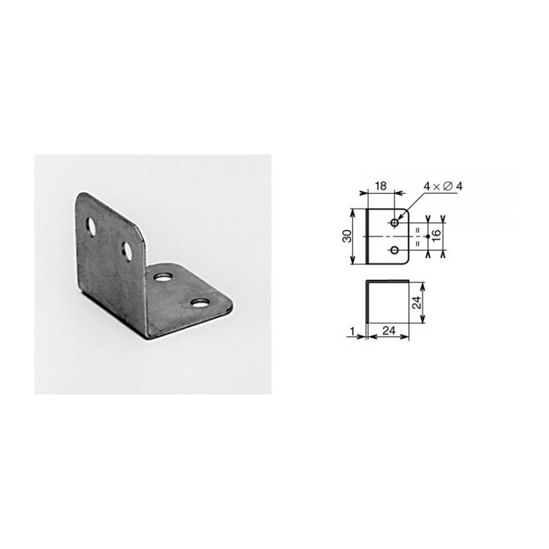 Renfort d'angle 24 x 24 x 30 mm 4 trous