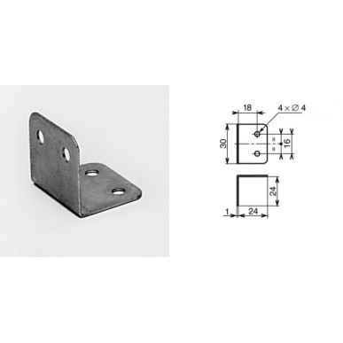 Renfort d'angle 24 x 24 x 30 mm 4 trous