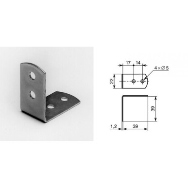 Renfort d'angle 39 x 39 x 22 mm 4 trous