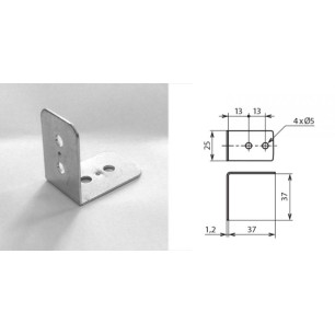 Renfort d'angle 37 x 37 x 25 mm 4 trous