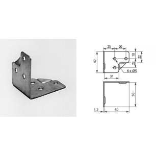 Renfort d'angle 50 x 50 x 42 mm 6 trous