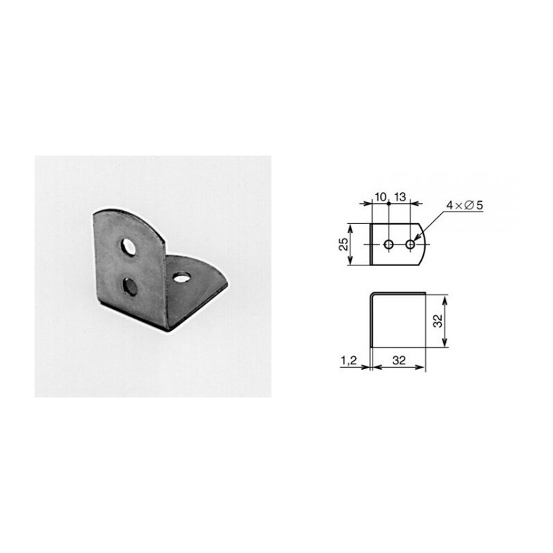 Renfort d'angle 32 x 32 x 25 mm 4 trous