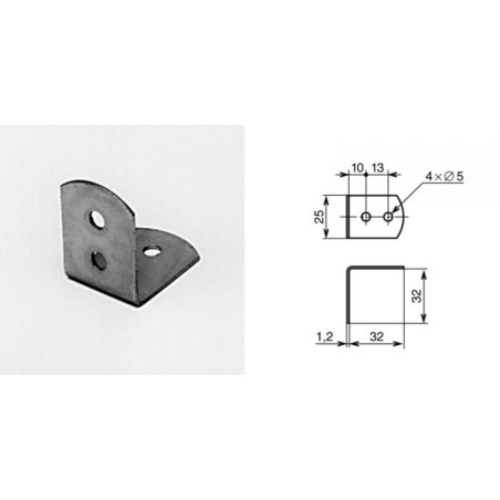 Renfort d'angle 32 x 32 x 25 mm 4 trous