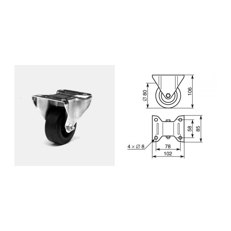 Roulette fixe diamètre 80mm