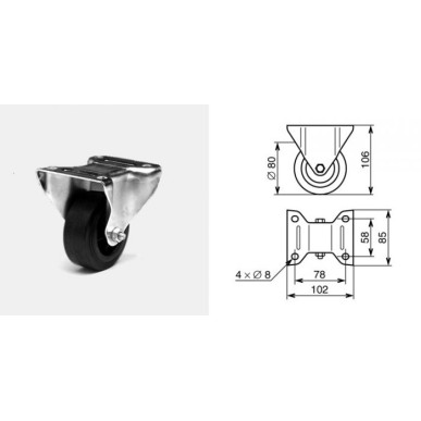 Roulette fixe diamètre 80mm