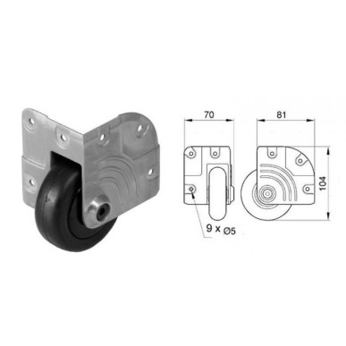 Roulette pour fixation d'angle interne diamètre 75mm