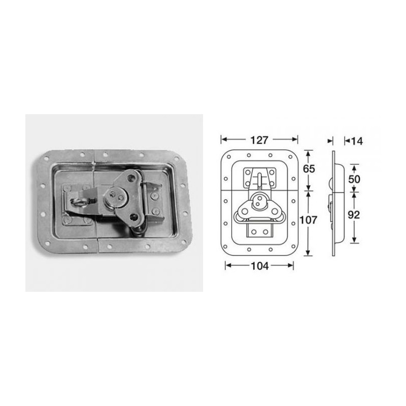 Fermeture papillon encastrée cadenassable cuvette 14mm