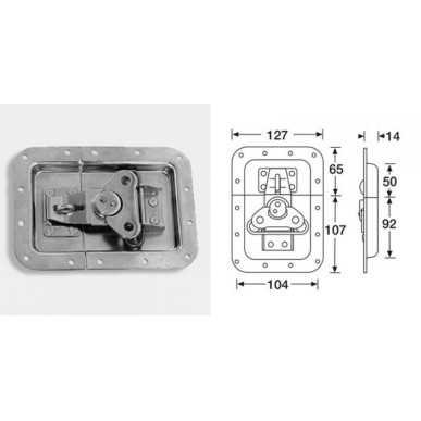 Fermeture papillon encastrée cadenassable cuvette 14mm