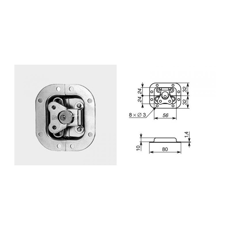 Mini fermeture papillon encastrable cuvette 10mm