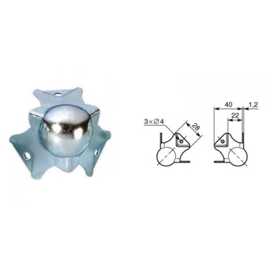 Coin à boule 40mm passage 3320