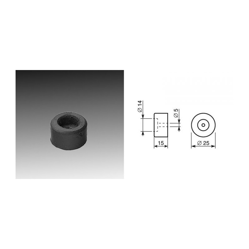 Pied caoutchouc 25 x 15 mm