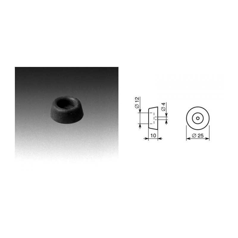 Pied caoutchouc 25 x 10 mm