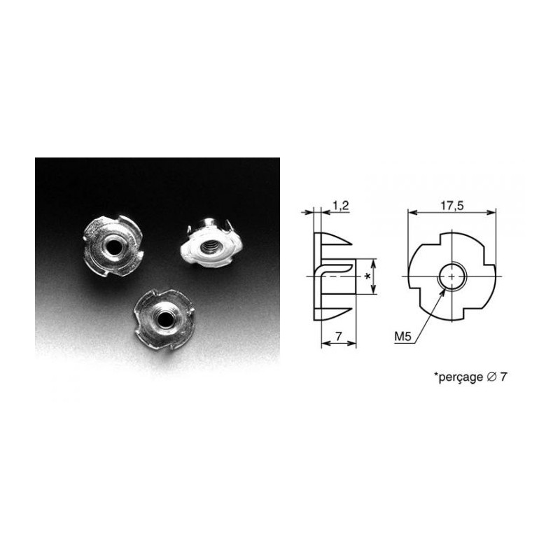Ecrou à frapper M5 (sachet de cent)