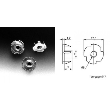 Ecrou à frapper M5 (sachet de cent)