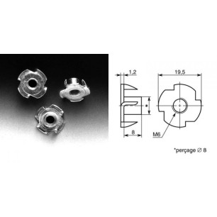 Ecrou à frapper M6 (sachet de cent)