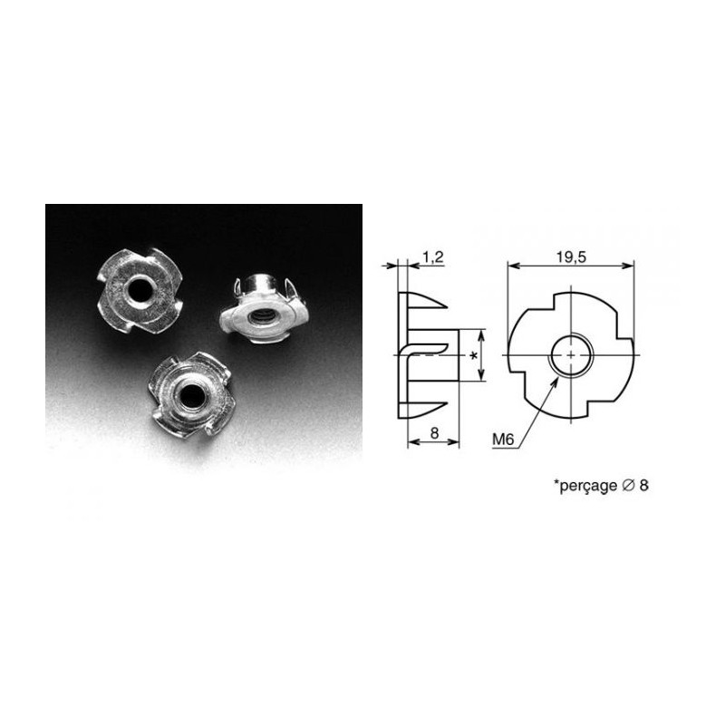 Ecrou à frapper M8 (sachet de cent)